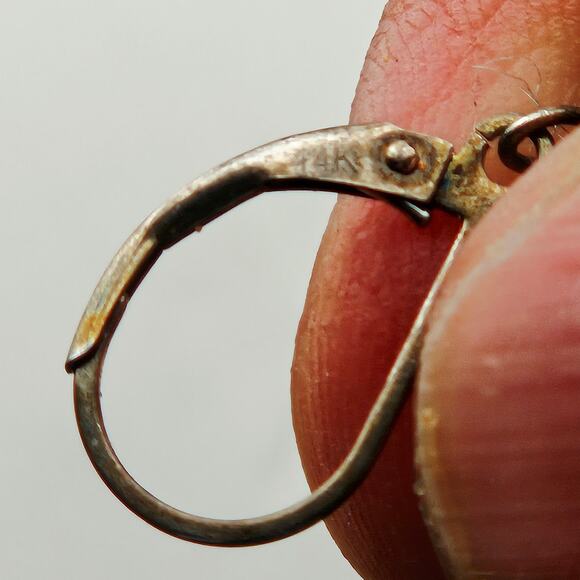 14K Gold P925 Silver Marked Pearl Earrings Dangle Drop Elevated Basic Everyday - Picture 4 of 5